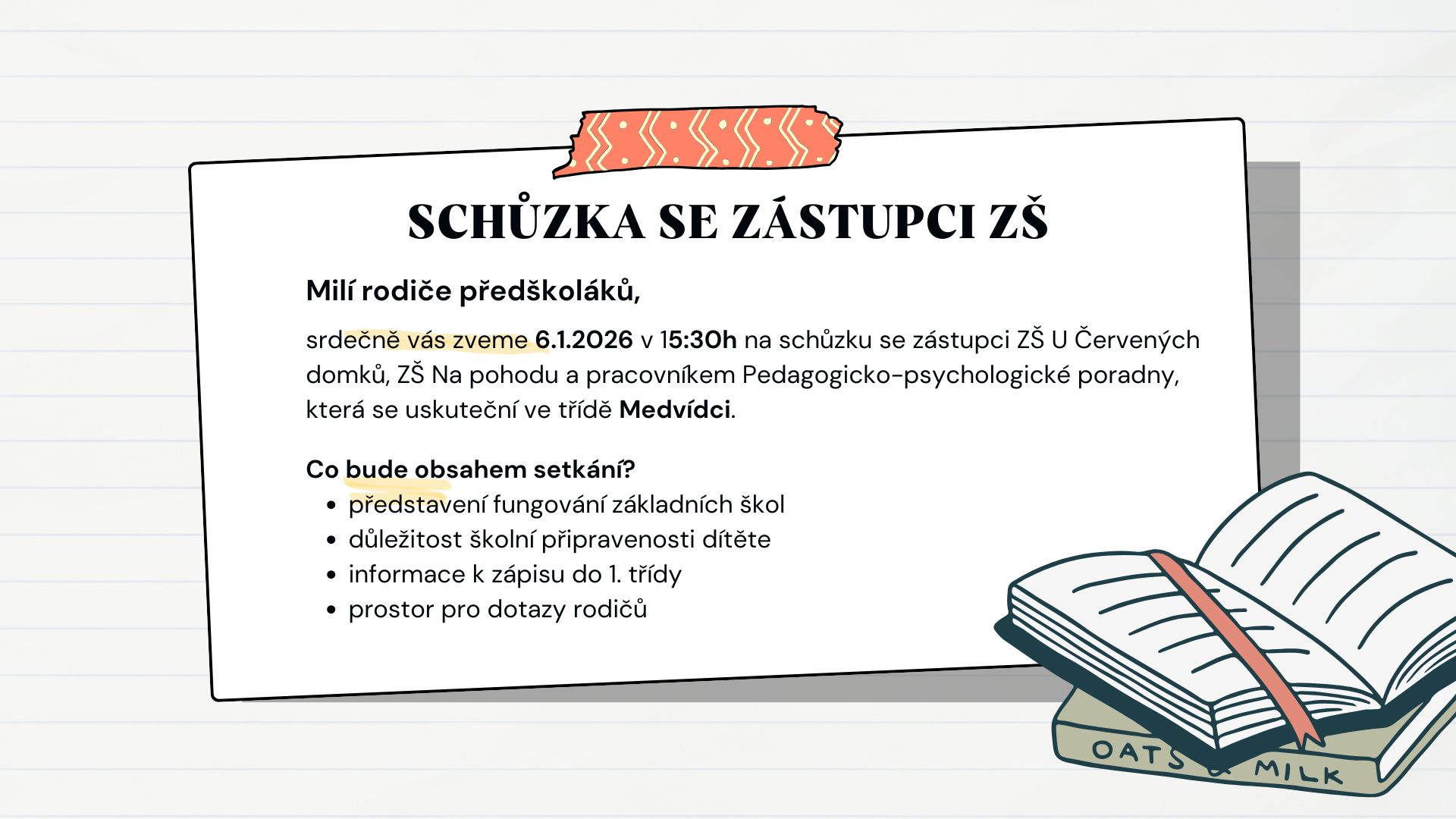 SCHŮZKA PRO RODIČE SE ZÁSTUPCI ZŠ