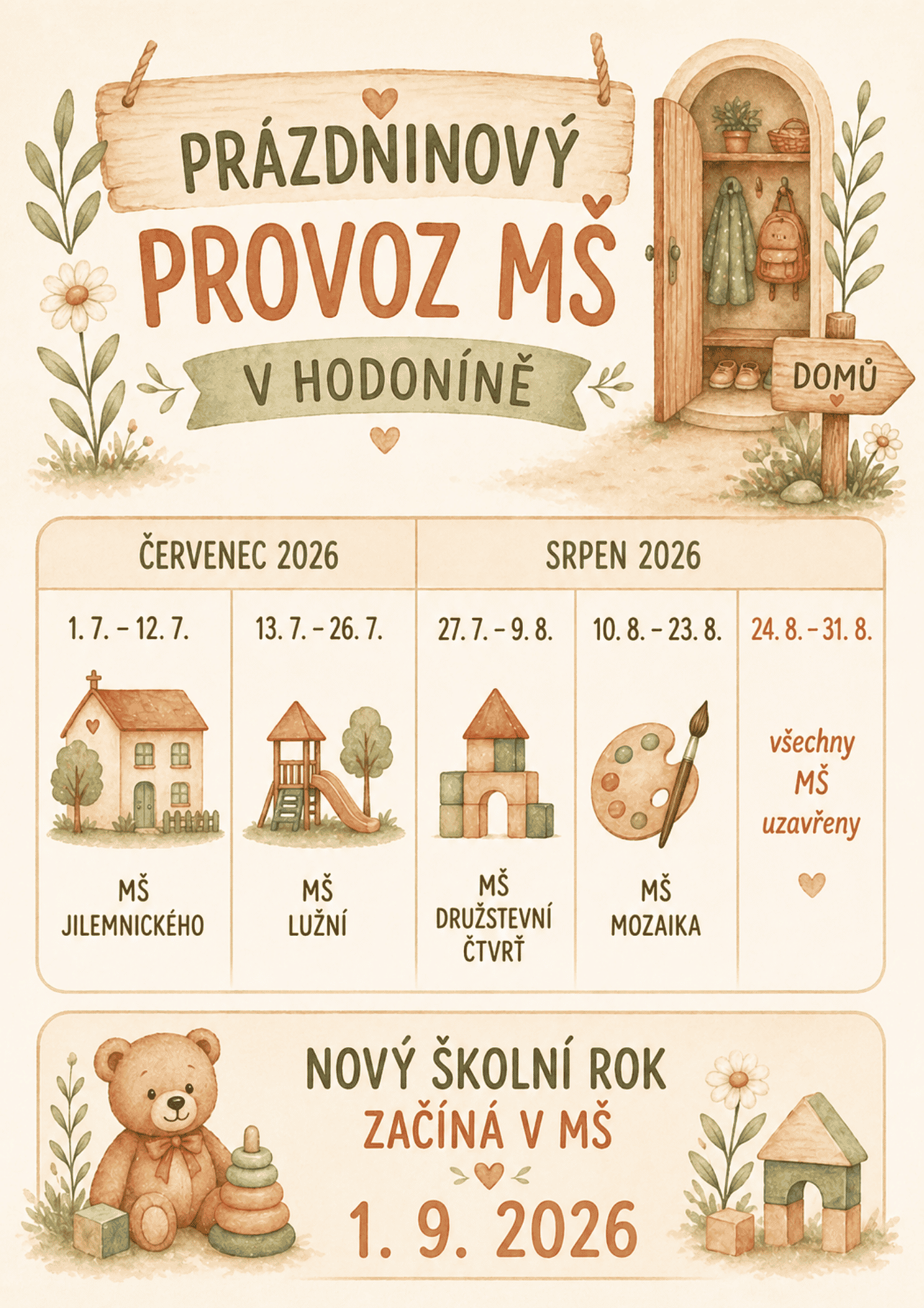 Prázdninový provoz MŠ Hodonín